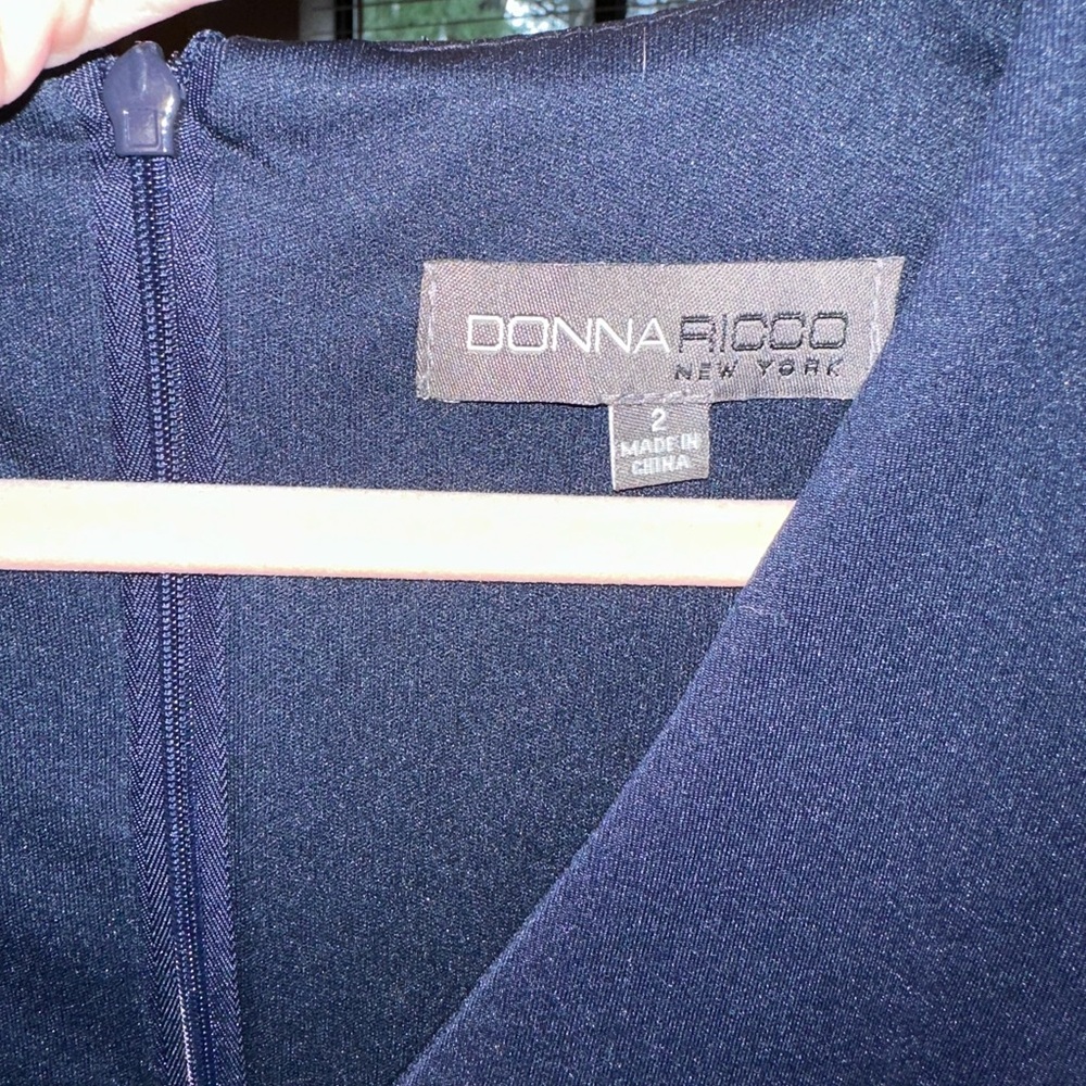 Donna Ricco Navy Dress with Ruffled Hem - Picture 3 of 6